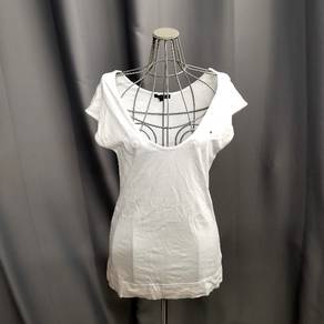Tommy Hilfiger Denim Core Deep V-Neck White Top