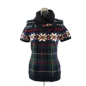 Ralph Lauren Ruby Shawl-Collar Wool Knitted Top