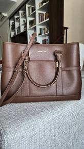 Charles & Keith Brown Leather Large Scottie Tote B