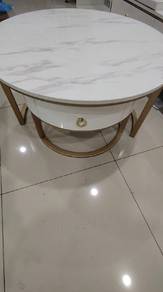Marble Round Nesting Coffee Table with Drawer