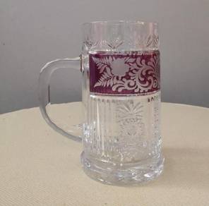 Large Crystal glass pink border mug
