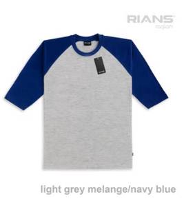 T-shirt raglan light grey melange - navy blue