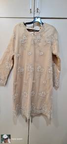 Lace modern baju kurung light brown
