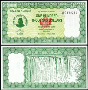 Zimbabwe 100000 Dollars 2006 P32 - unc