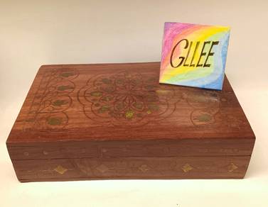 1950s Rosewood Box with Brass Tree  Inlaid
