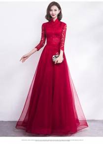 Muslimah cheongsam red black dress RBMWD0146