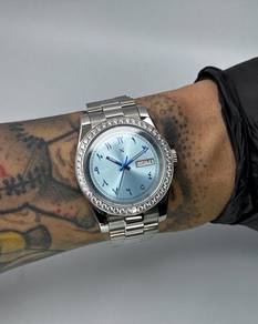 Custom Seiko Mod 39mm Ice Blue Arabic Day-Date
