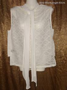 Elegant White Crochet Tie-Neck Blouse ✨