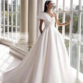 White black satin wedding bridal dress gown RB2145