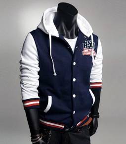 BLUE HOODiE VARSITY SWEATER JACKET BASEBALL 🔥