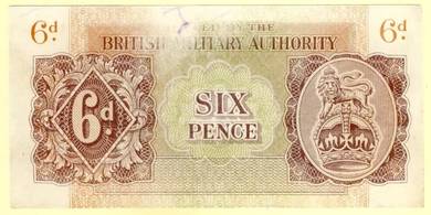 British Military Authority 6 pence 1943 - vf+