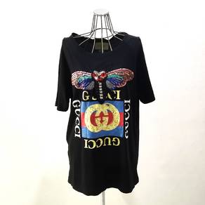 GUCCI Logo T-Shirt With Sequin Butterfly
