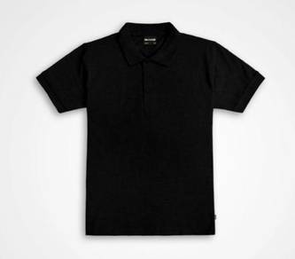 T-shirt plain polo short sleeve black