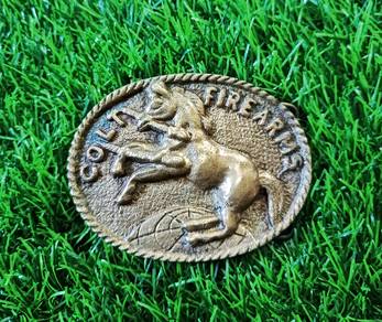 Vintage Colt Firearms solid brass belt buckle