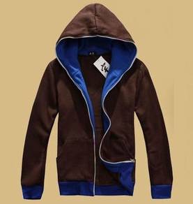 XA0343 SWEATER HOODIE BROWN COLORFUL ZiPPER JACKET