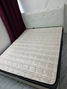 White Bed Frame with Queen Size Mattress for Sale