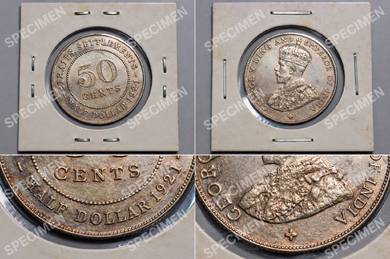 1921 Straits Settlements 50 Cents | King George V 