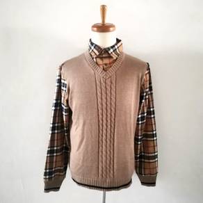 Calvin Klein Jeans Plaid Shirt with Cable Knit Swe