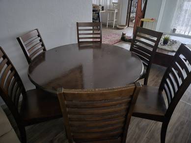 Meja Makan Bulat 6 Kerusi
