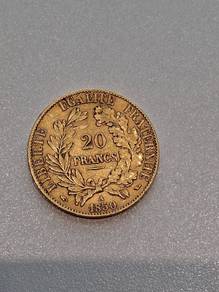 Gold Coin 20 Fr Type Ceres vintage 1850 rare