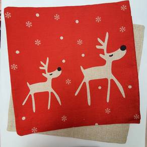 X'mas Linen Cushion Cover Pillow Case 2 Pieces
