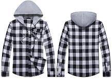 0599 Stylish Black Hooded Mens Long Sleeved Shirt