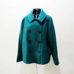 Elegant turquoise blue Wool Loose Trend Coat
