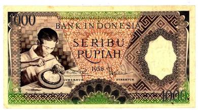 Indonesia 1000 rupiah Banknote 1958 X series AU+