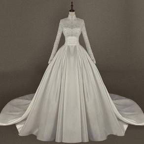 White long sleeve fishtail wedding gown RB1751