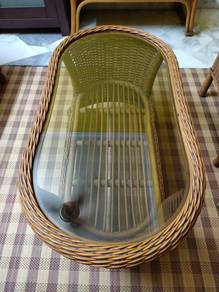 Rattan with Glass Coffee Table