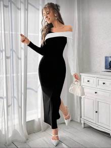 Shein black dinner dress