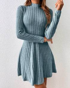 Neck Ribbed Knit Dress