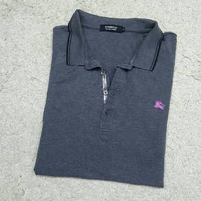 Burberry Slim Fit Grey Ringer Polo T-Shirt