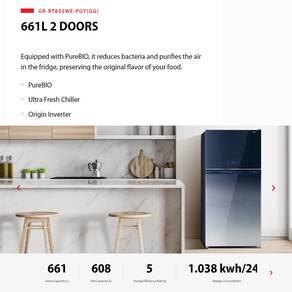 TOSHIBA GR-RT835WE-PGY(GG) 661L Refrigerator 5m1n1