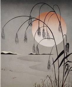 Canvas Digital Print - Moon and Grass