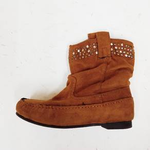 Leather studded ankle boots