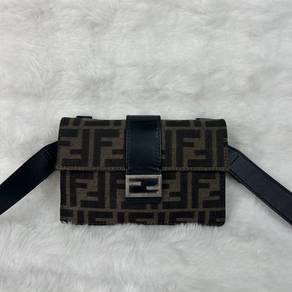 Authentic Fendi Brown Zucca Shoulder Bag Mini