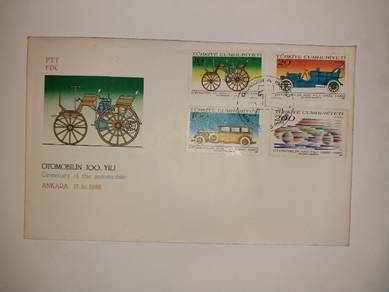 FDC Turkiye 1986 Centenary of the Automobile