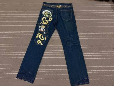 Rajin and fujin wagara embroidery denim W 35 3160