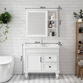 80cm WHITE Toilet Cabinet with Mounted Mirror
