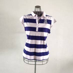 Lanvin Sport Striped Purple/Blue Polo Top