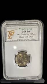 Mint Error MS66 20sen Muled with 5sen