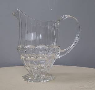 Vintage stacked cube shape pressed glass pitcher