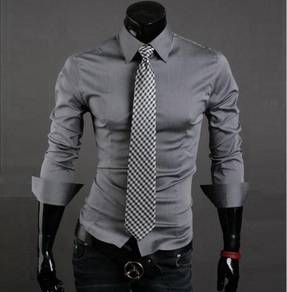 A0530B GREY FORMAL OFFICE LONG SLEEVE SHiRT 🔥