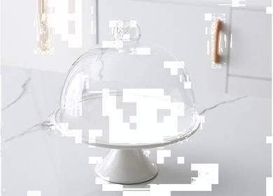 14cm Nordic Ceramic Cake Stand + 13cm Glass Cover
