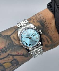 Custom Seiko Mod 31mm Ice Blue Roman Silver