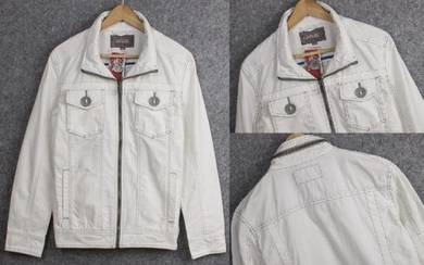 A0399 WHiTE RETRO DENIM JEANS COAT SWEATER JACKET