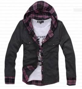 A5048 [2-In-1] GREY PURPLE HOODIE CARDIGAN SHiRT