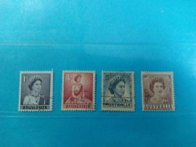 Set of 4 Australia stamps, Queen
