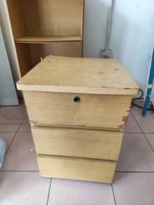 drawer meja table stool wood papan storage